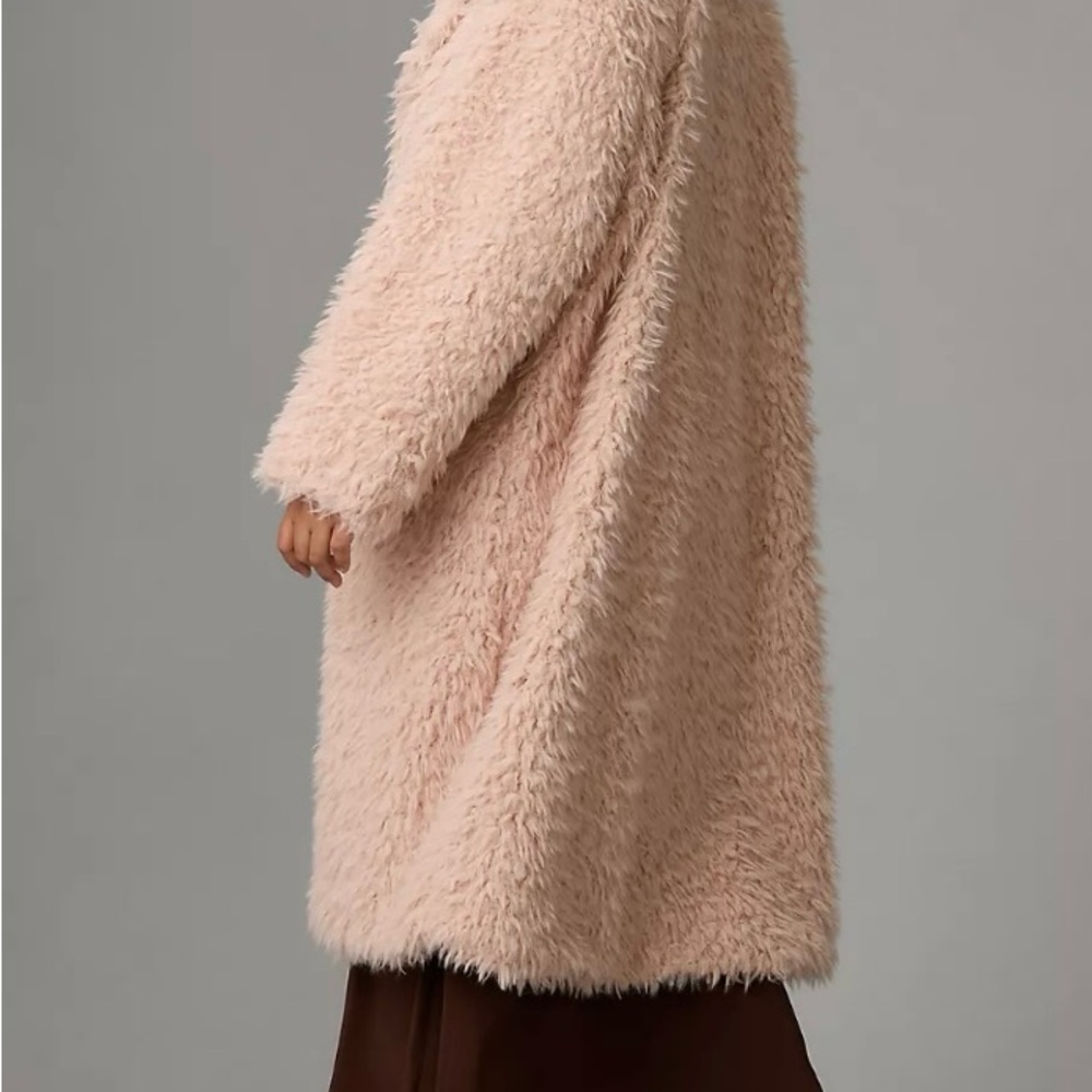 Anthropologie super soft, faux fur pink silky trench coat 3X - Picture 5 of 5